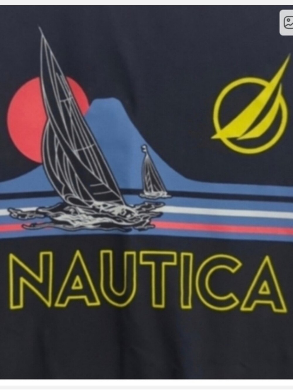 Nautica Navy Blue Crewneck Tee with Sailboat Graphic Logo, Mens Medium - Picture 2 of 7